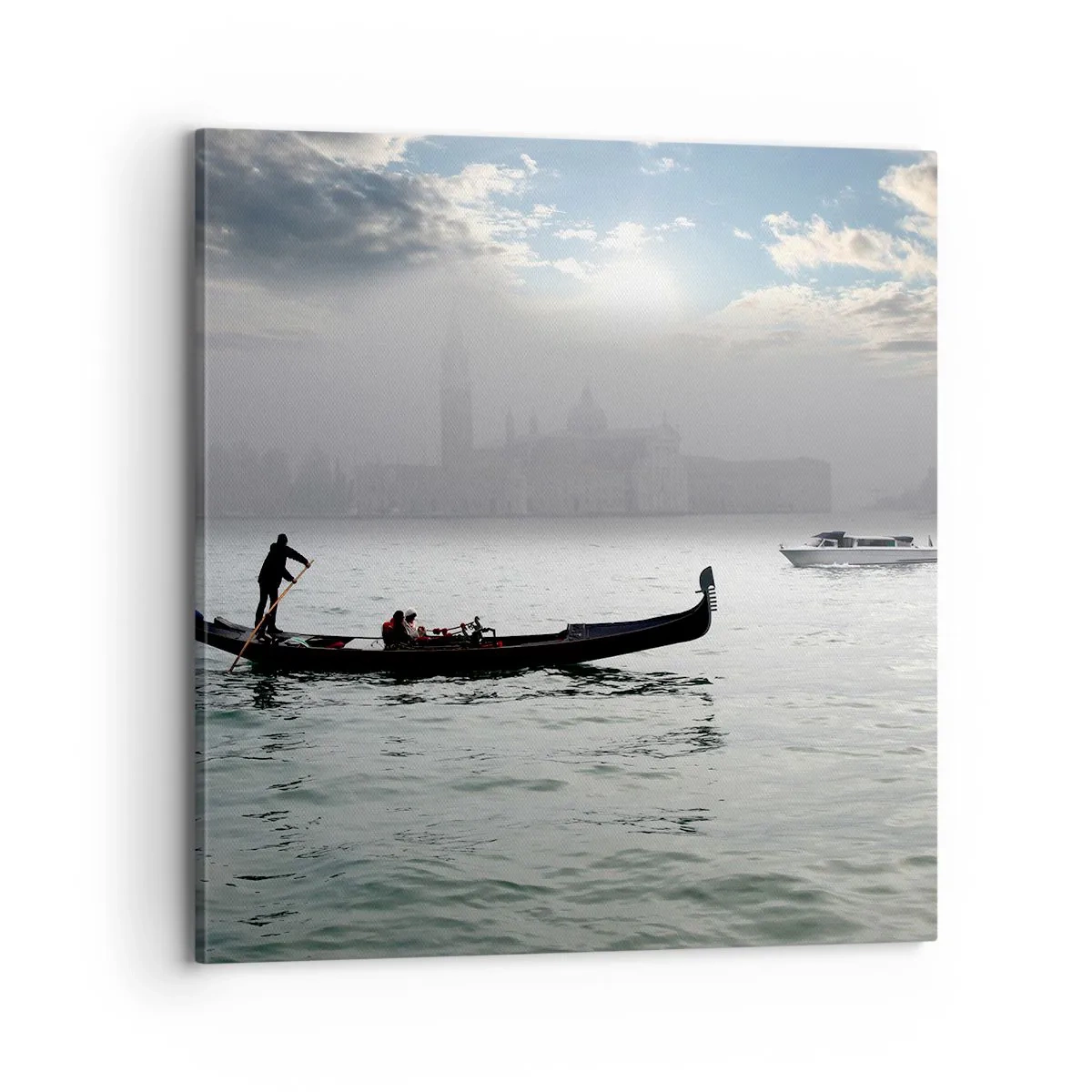 Bild auf Leinwand - Leinwandbild - Eine fabelhafte Stadt aus Wasser und Nebel - 70x70 cm