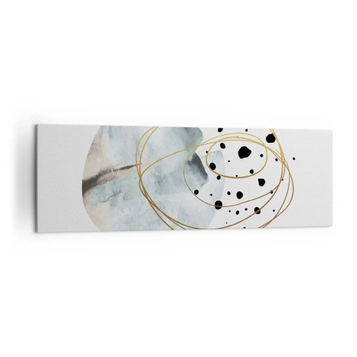 Bild auf Leinwand - Leinwandbild - Minimalistische Abstraktion mit geometrischem Muster und goldenen Linien - 160x50cm - Vom Weltraum umarmt - Moderne Wanddekoration für Wohnzimmer und Schlafzimmer ARTTOR