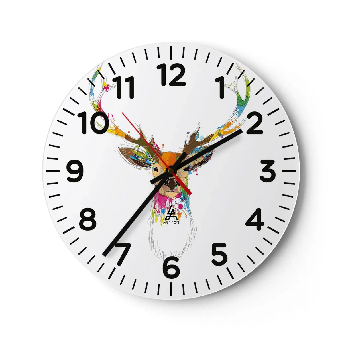 Wanduhr - Glasuhr - Ein mildes Reh in Farbe getaucht - 30x30 cm