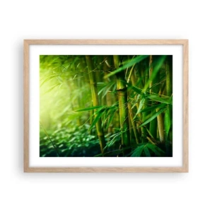 Poster in einem Rahmen aus heller Eiche - Lerne Grün selbst kennen - 50x40 cm