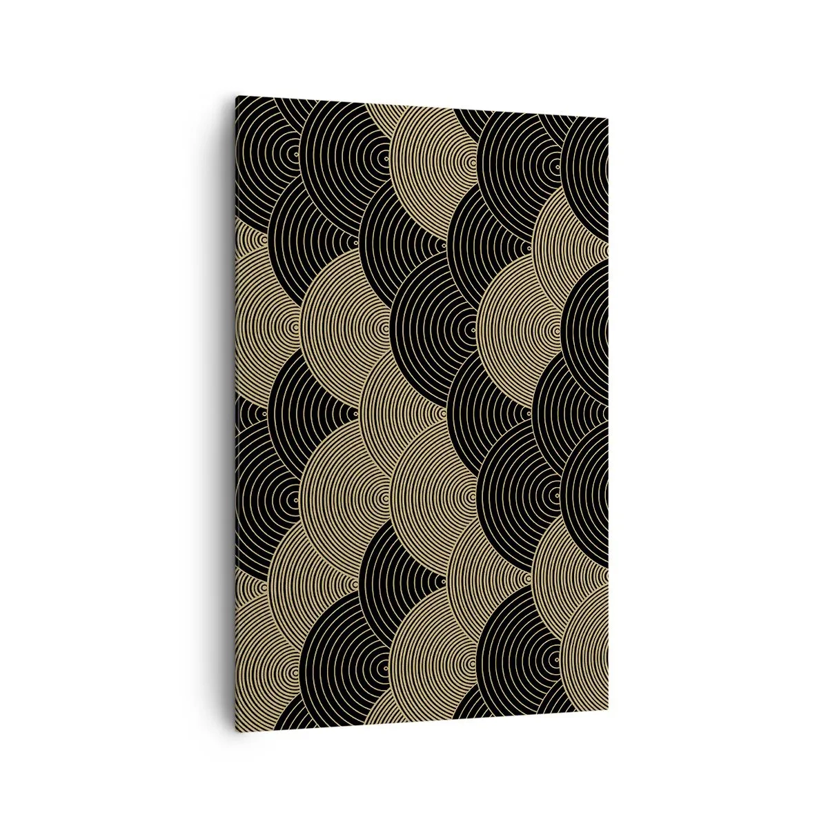 Bild auf Leinwand - Leinwandbild - Art-Deco-Muster mit Halbkreisen und goldenen Linien - 80x120cm - Einheit in der Vielfalt - Moderne Wanddekoration für Wohnzimmer und Schlafzimmer ARTTOR