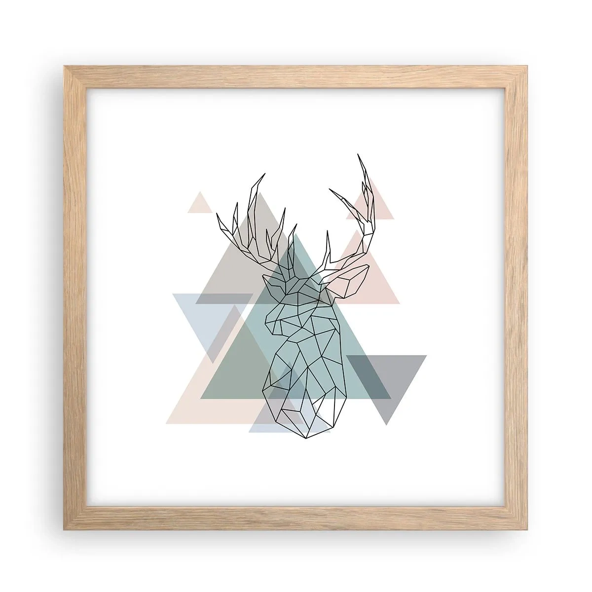 Poster in einem Rahmen aus heller Eiche - In einem geometrischen Wald - 30x30 cm