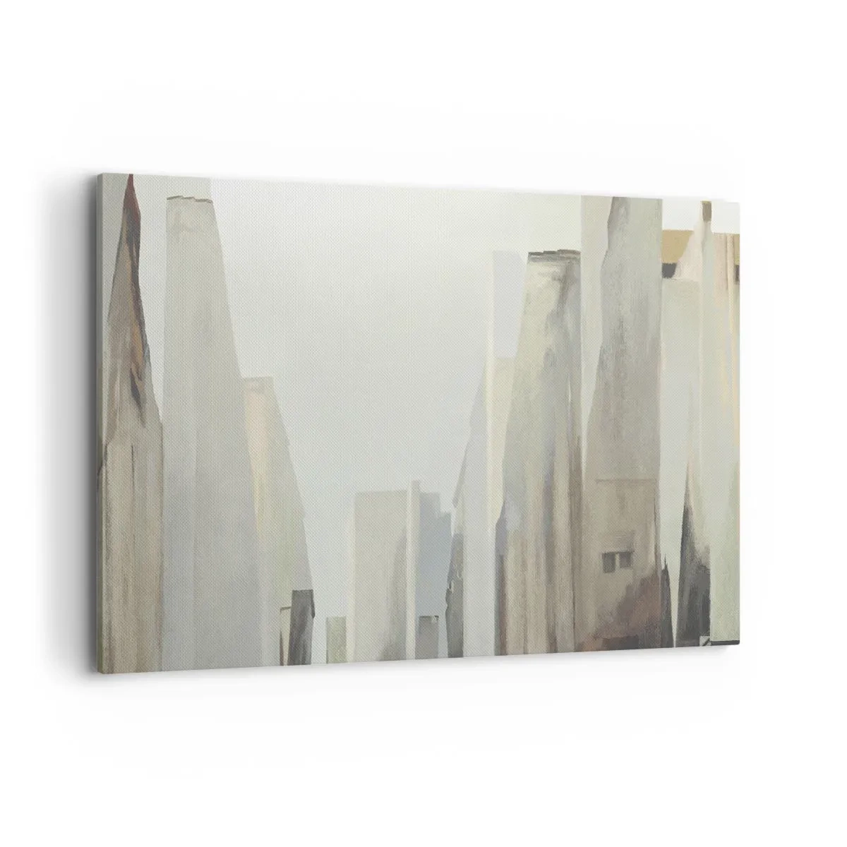 Bild auf Leinwand - Leinwandbild - Abstraktes Stadtbild in Pastelltönen - 120x80cm - Traum von der Stadt - Moderne Wanddekoration für Wohnzimmer und Schlafzimmer ARTTOR