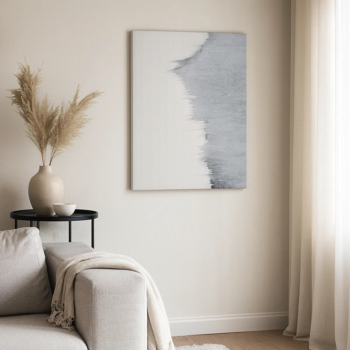 Bild auf Leinwand - Leinwandbild - Abstrakte graue Komposition im minimalistischen Stil - 50x70cm - Mysteriöse Aufzeichnung - Moderne Wanddekoration für Wohnzimmer und Schlafzimmer ARTTOR