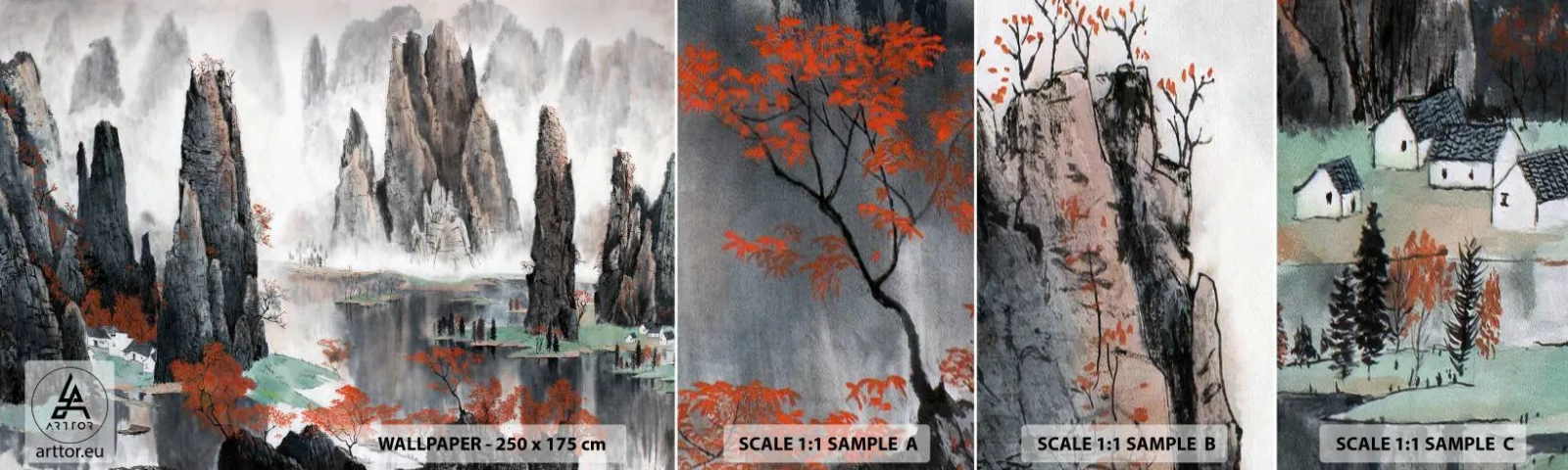 Fototapeten Muster Selbstklebend Deluxe Sticker - Mächtige Wächter - Abstraktion, Fantasie, Landschaft - 100x30 cm