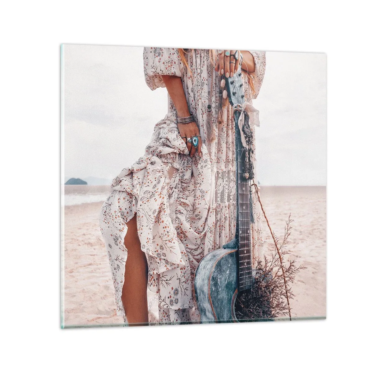 Glasbild - Bild auf glas - Kinderblumen auf dem Weg - 30x30 cm