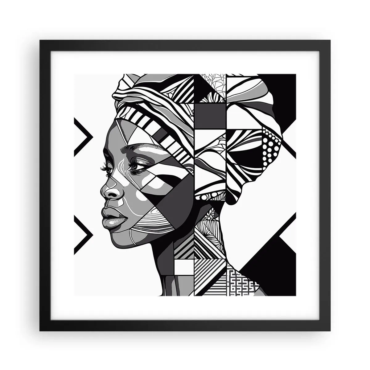 Poster in einem schwarzem Rahmen - Ethnisches Porträt - 40x40 cm