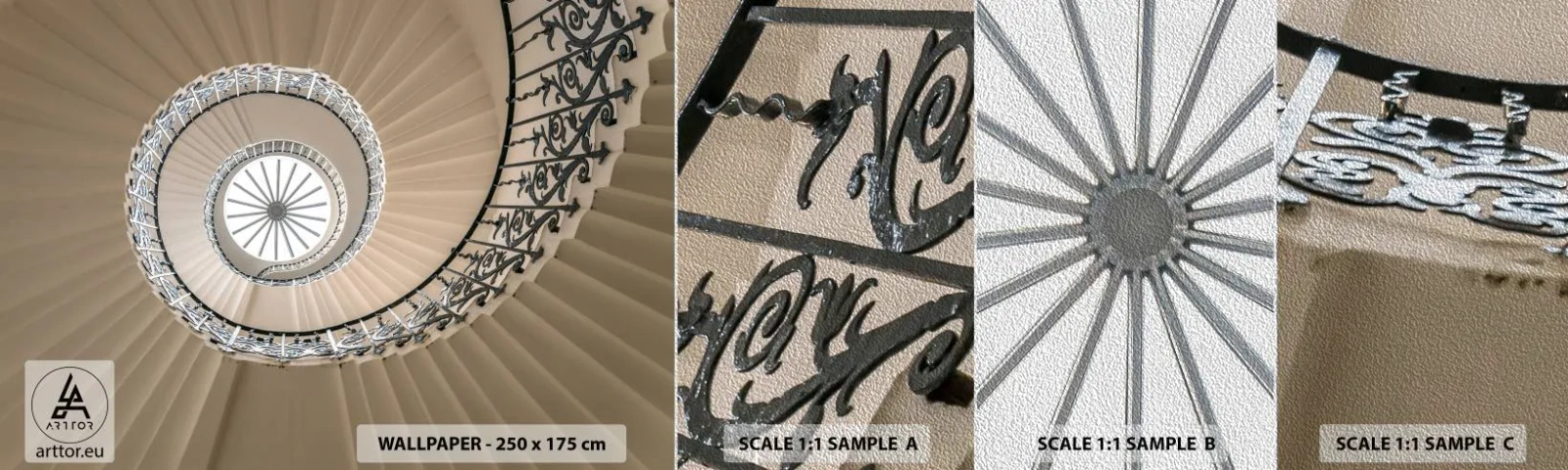 Fototapeten Muster Premium Sand - Im Inneren der Muschel - Treppe, Lockig, Ornament - 100x30 cm