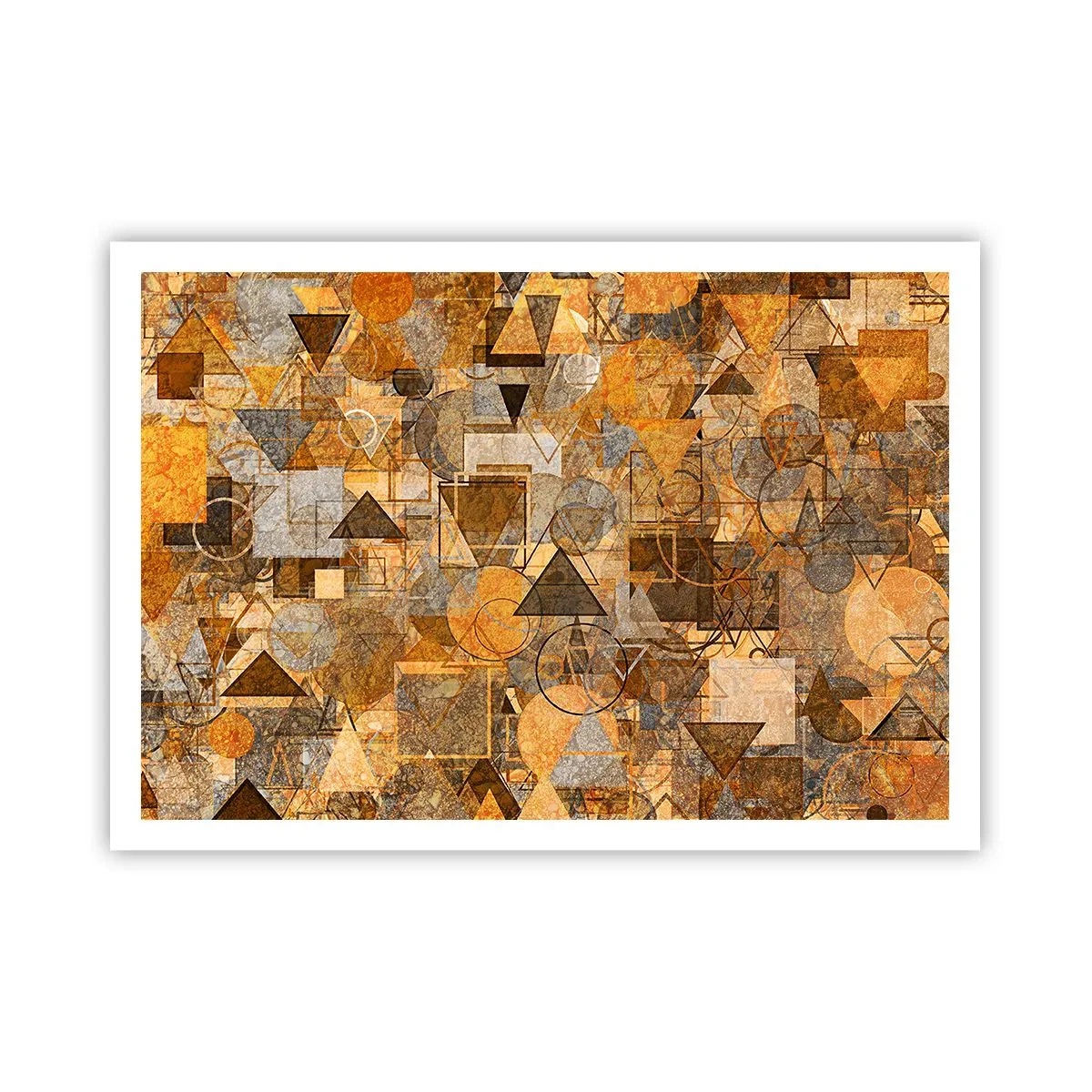 Poster - Abstrakte geometrische Muster in Goldtönen - 100x70cm - Die Welt in Form - Moderne Wanddekoration für Wohnzimmer und Schlafzimmer ARTTOR