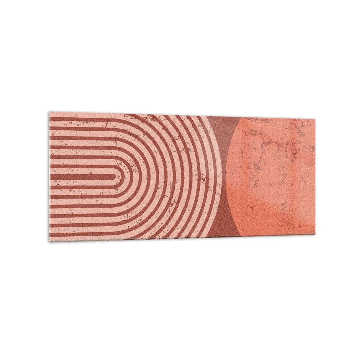 Glasbild - Bild auf glas - Geometrische Muster in Terrakotta-Tönen auf Vintage-Hintergrund - 120x50cm - Enge Beziehung - Moderne Wanddekoration für Wohnzimmer und Schlafzimmer ARTTOR