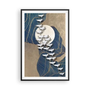 Poster in einem schwarzem Rahmen - Freiheit, Wandern, Gemeinschaft - 61x91 cm