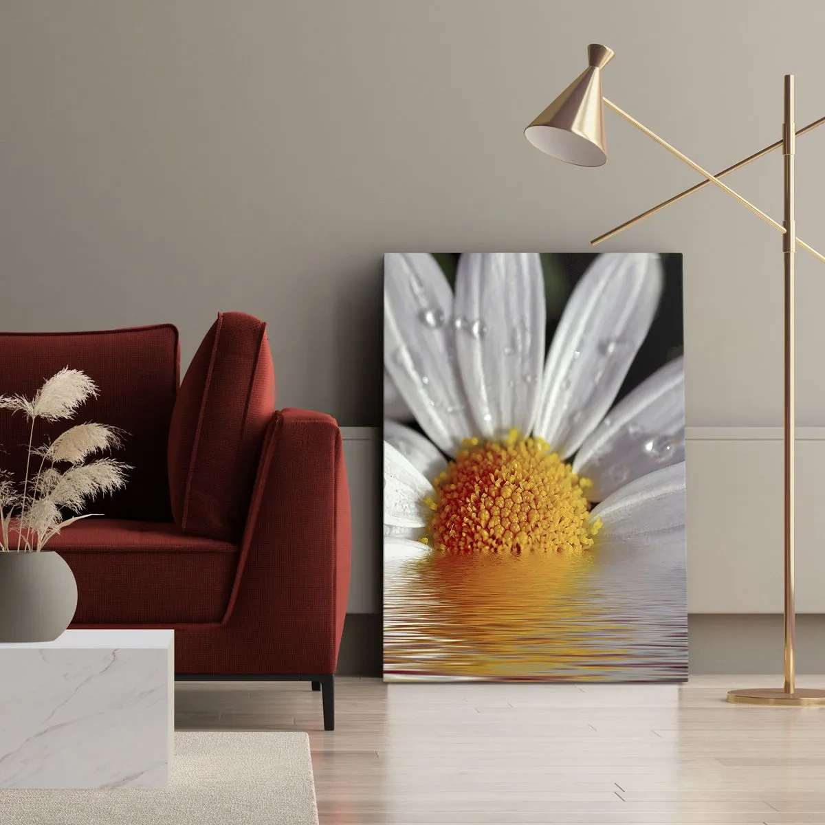 Bild auf Leinwand - Leinwandbild - Die aufgehende Sonne der Gänseblümchen - 65x120 cm