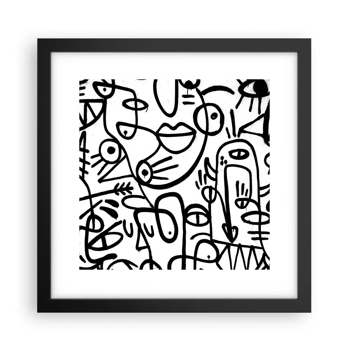 Poster in einem schwarzem Rahmen - Gesichter und Luftspiegelungen - 30x30 cm