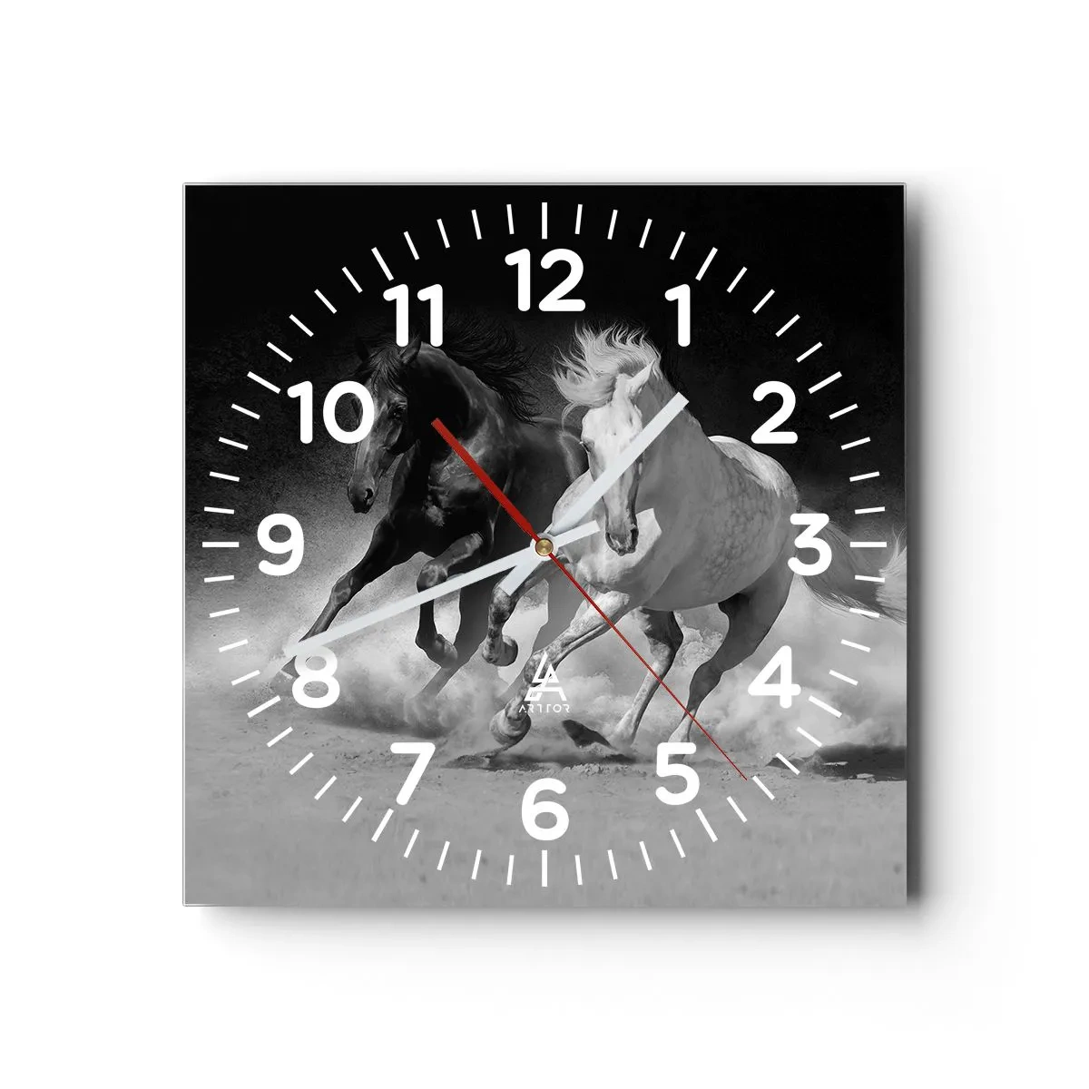 Wanduhr - Glasuhr - Galopp der Freiheit - 30x30 cm