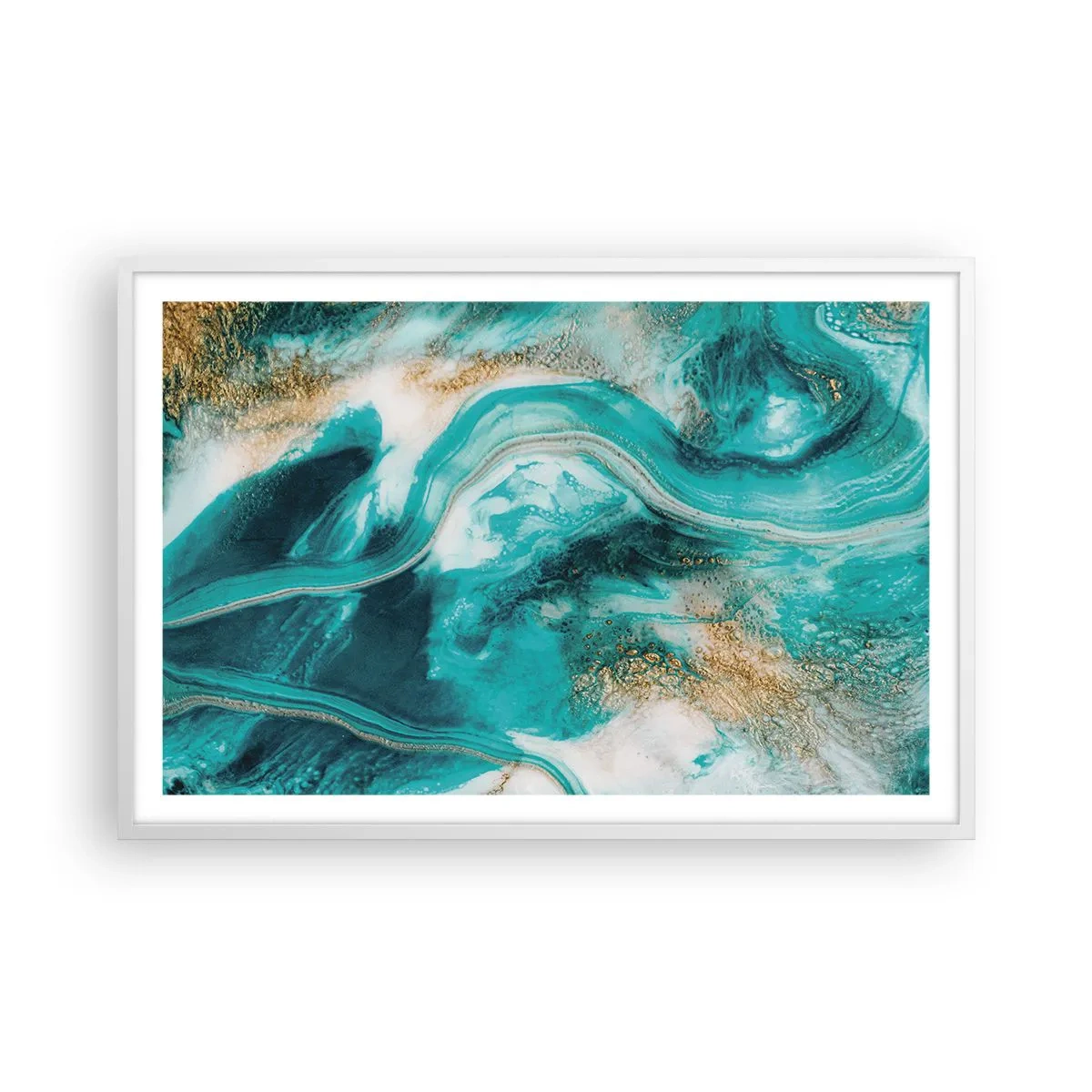 Poster in einem weißen Rahmen - Der Fluss aus Gold - 91x61 cm