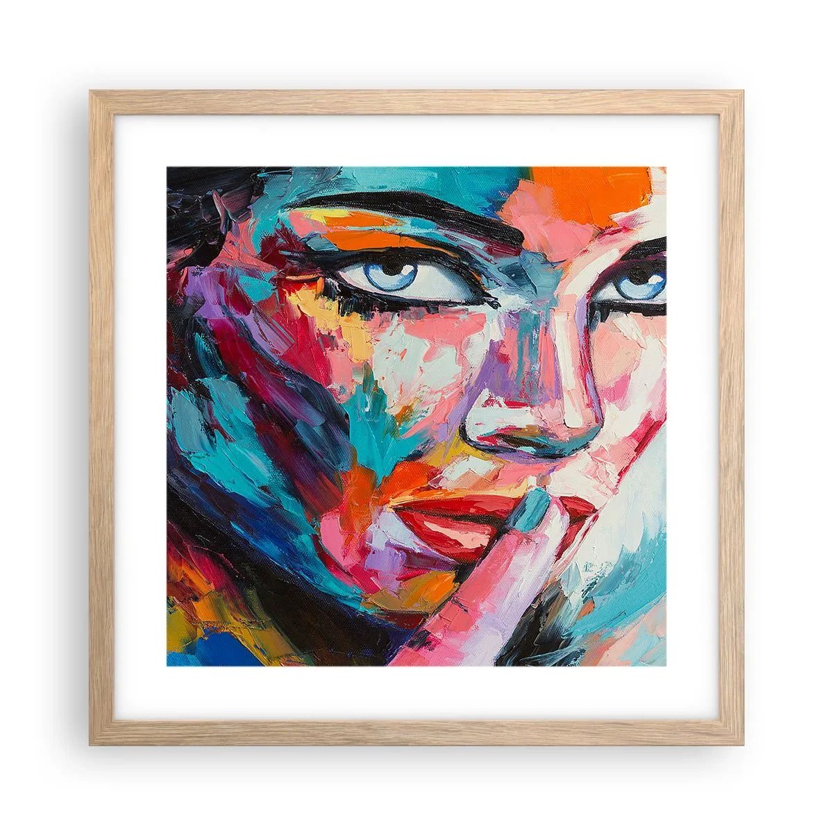 Poster in einem Rahmen aus heller Eiche - Unser erstes Geheimnis - 40x40 cm