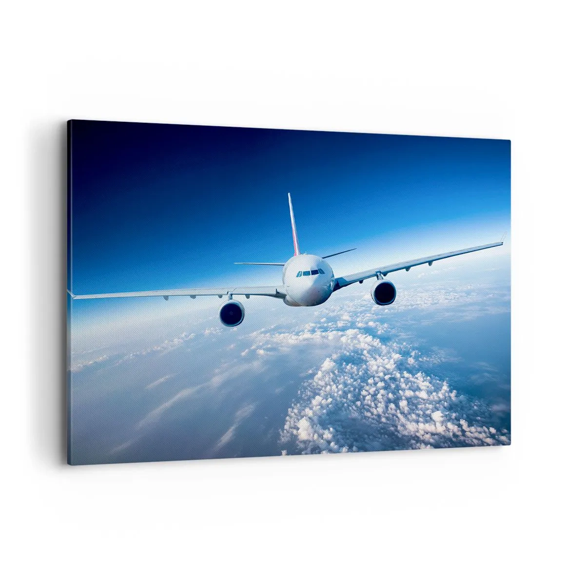 Bild auf Leinwand - Leinwandbild - Ein Flugzeug fliegt über den Wolken vor blauem Himmel - 100x70cm - Ich fliege, weil ich es kann - Moderne Wanddekoration für Wohnzimmer und Schlafzimmer ARTTOR