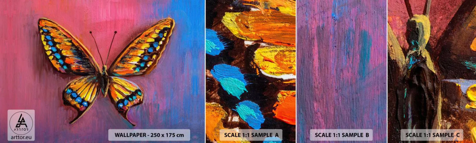 Fototapetenmuster Standard Eco - Ein Juwel der Natur - Schmetterling, Stück, Malerei - 100x30 cm