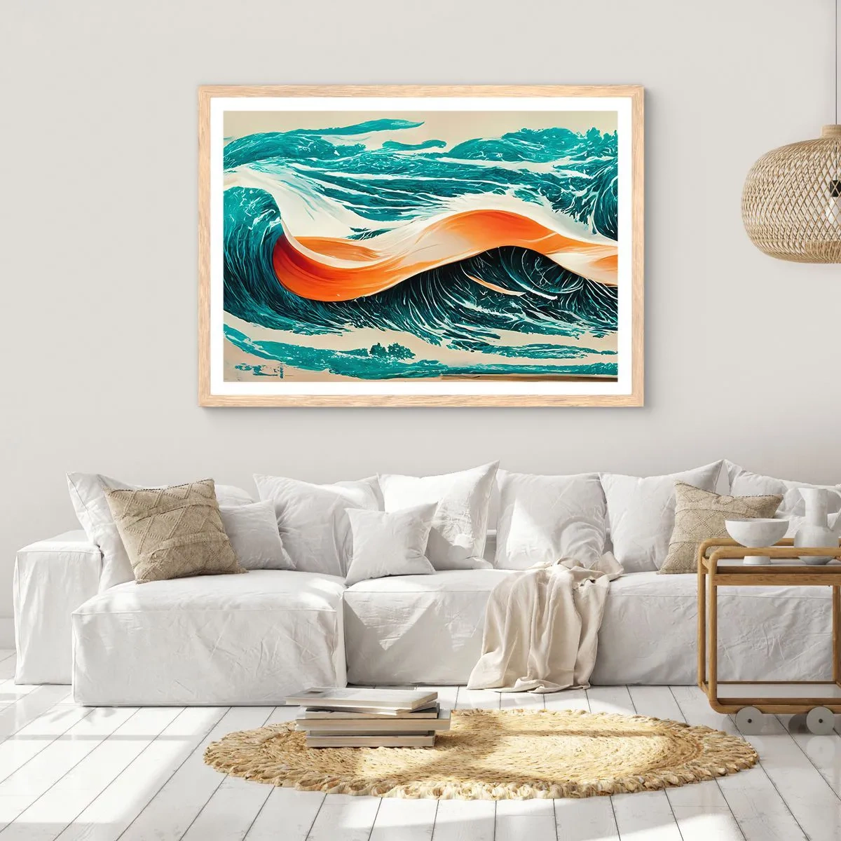 Poster in einem Rahmen aus heller Eiche - Traum eines Surfers - 91x61 cm