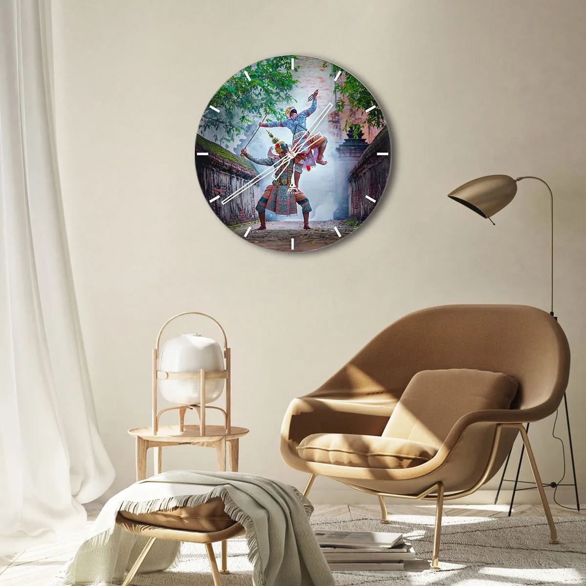 Wanduhr - Glasuhr - Eine Kulturszene mit traditionellem Tanz in exotischer Umgebung - 30x30cm - Der Tanz ist umwerfend schön - Moderne Wanddekoration für Wohnzimmer, Küche und Schlafzimmer ARTTOR