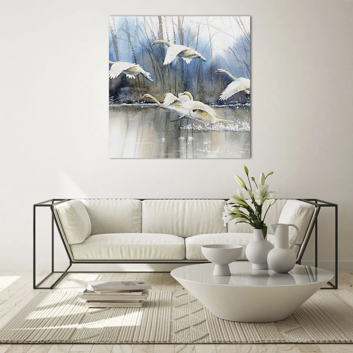 Glasbild - Bild auf glas - Wie im Märchen von den wilden Schwänen - 60x60 cm