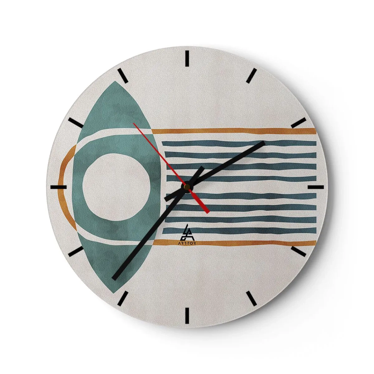 Wanduhr - Glasuhr - Geometrisches ethnisches Motiv mit Linien und Kreisen - 30x30cm - Zeichen und Rituale - Moderne Wanddekoration für Wohnzimmer, Küche und Schlafzimmer ARTTOR