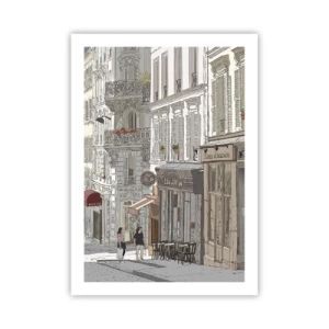 Poster - Illustration einer charmanten Straße im Pariser Stil - 50x70cm - Stadtfreuden - Moderne Wanddekoration für Wohnzimmer und Schlafzimmer ARTTOR