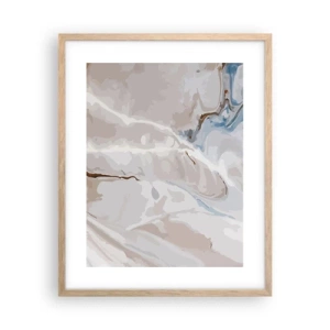 Poster in einem Rahmen aus heller Eiche - Blau schlängelt sich unter dem Weiß - 40x50 cm