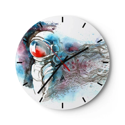 Wanduhr - Glasuhr - Astronaut im Weltraum - 30x30cm - Allein mit Platz - Moderne Wanddekoration für Wohnzimmer, Küche und Schlafzimmer ARTTOR