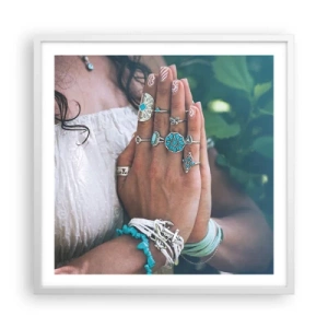 Poster in einem weißen Rahmen - Willkommen im Zentrum des Seins - 60x60 cm