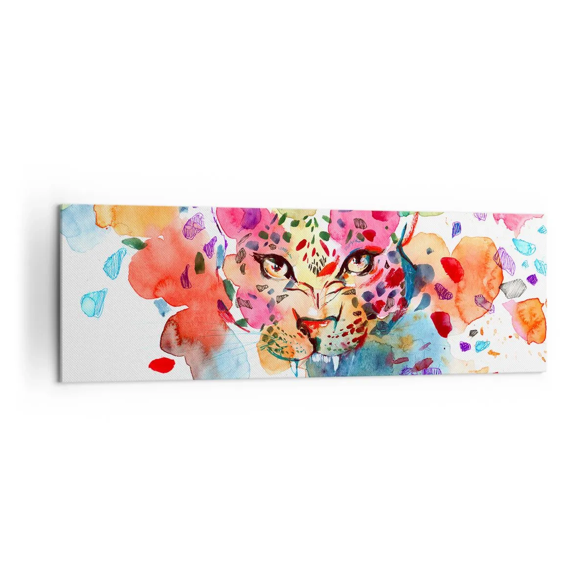 Bild auf Leinwand - Leinwandbild - Abstraktes Porträt eines Leoparden in intensiven Farben - 160x50cm - Die Schöne und das Biest - Moderne Wanddekoration für Wohnzimmer und Schlafzimmer ARTTOR