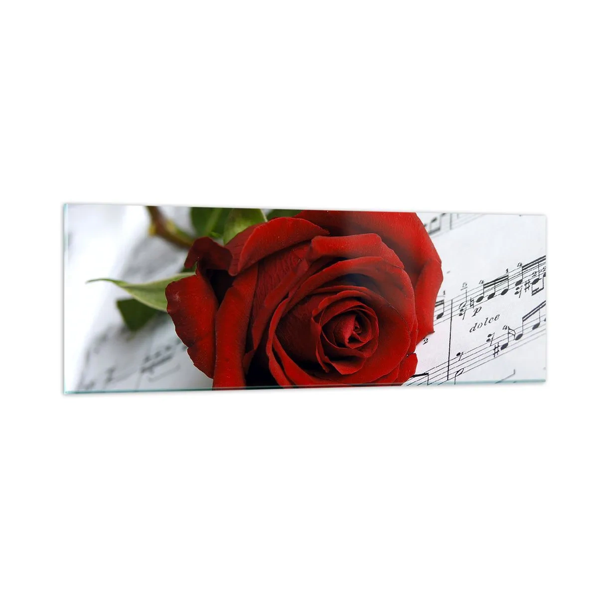 Glasbild - Bild auf glas - Musik der Gefühle in Scharlach - 90x30 cm