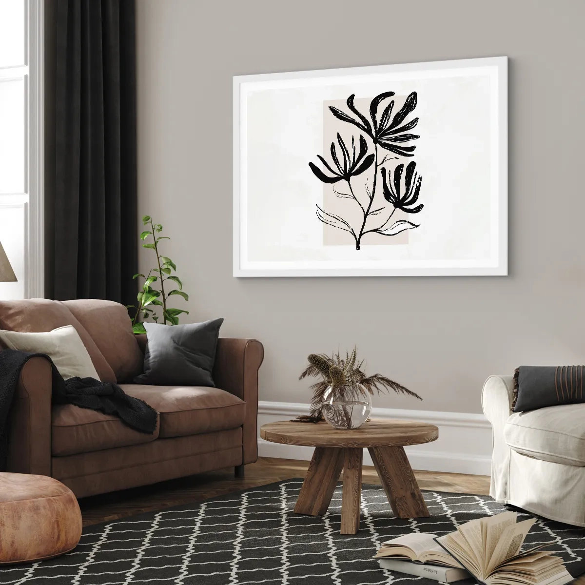 Poster in einem weißen Rahmen - Skizze für das Herbarium - 70x50 cm