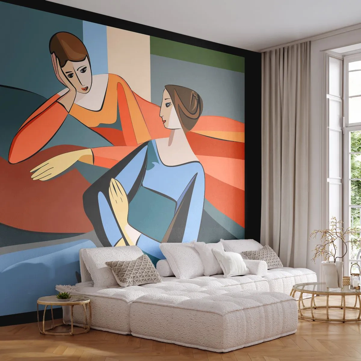 Selbstklebende Fototapete Deluxe Sticker - Moment der Zuversicht - Kubismus, Porträt, Frauen - 100x70 cm