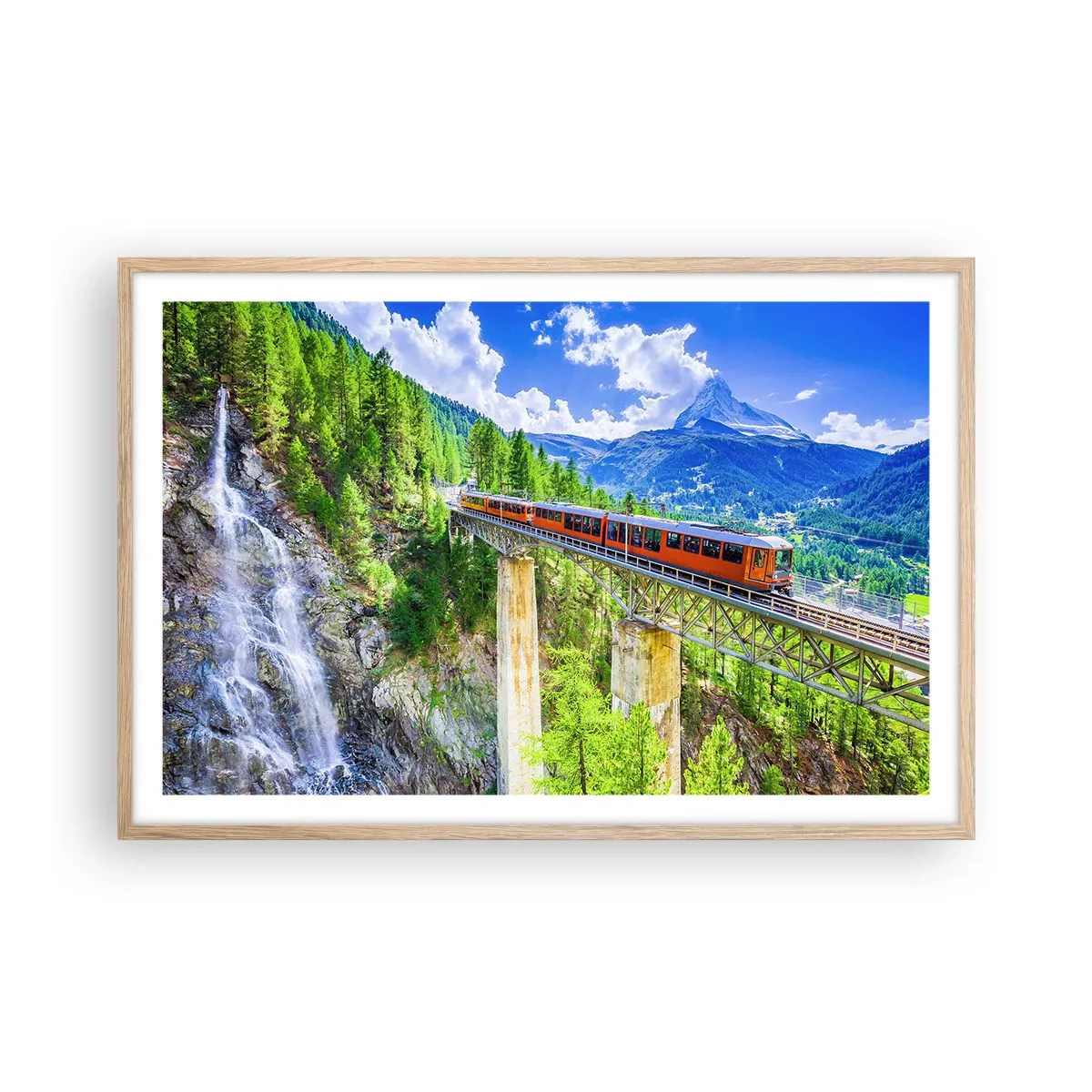 Poster in einem Rahmen aus heller Eiche - Jetzt sind Alpen dran - 91x61 cm