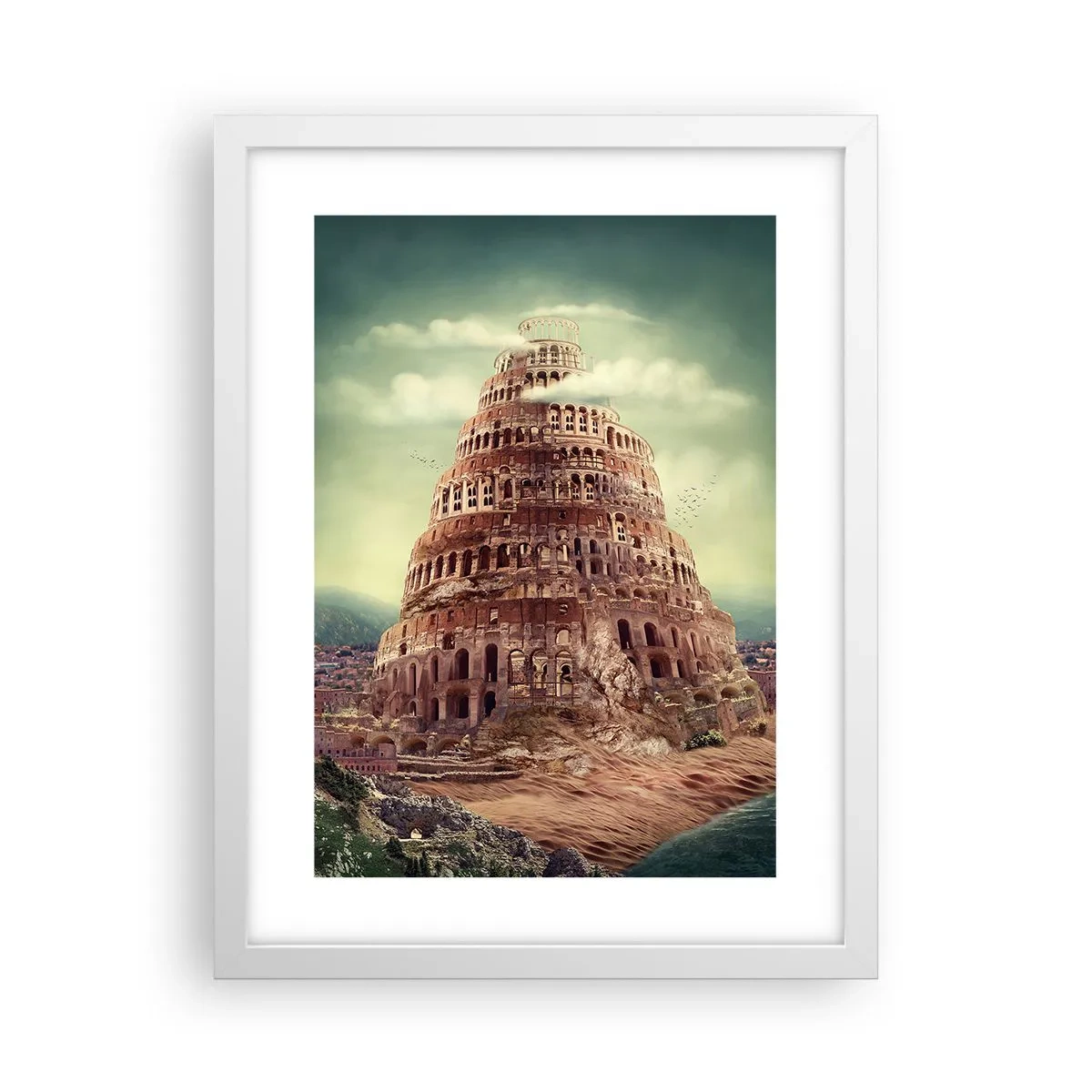 Poster in einem weißen Rahmen - Turm von Babylon - 30x40 cm