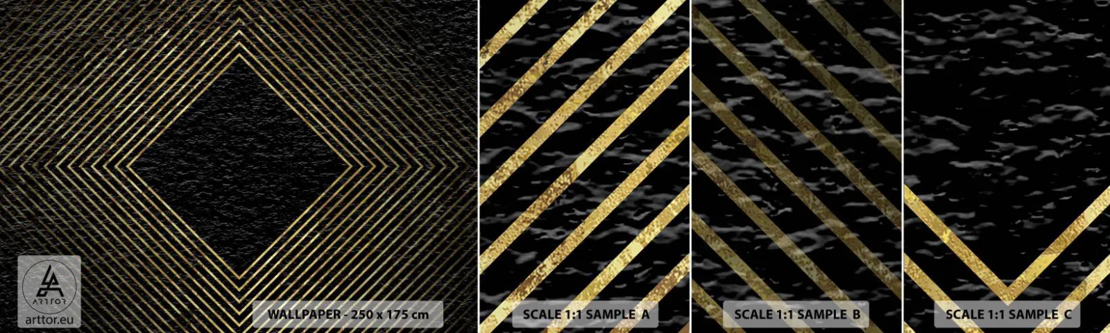 Fototapetenmuster Standard Eco - Geometrie im glamourösen Stil - Art Deco, Modern, Glanz - 100x30 cm