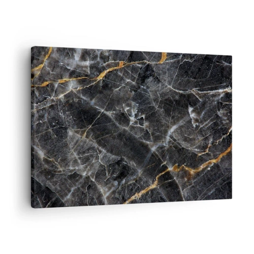 Bild auf Leinwand - Leinwandbild - Schwarz-goldene Details der Marmoroberfläche - 70x50cm - Das Innenleben des Steins - Moderne Wanddekoration für Wohnzimmer und Schlafzimmer ARTTOR