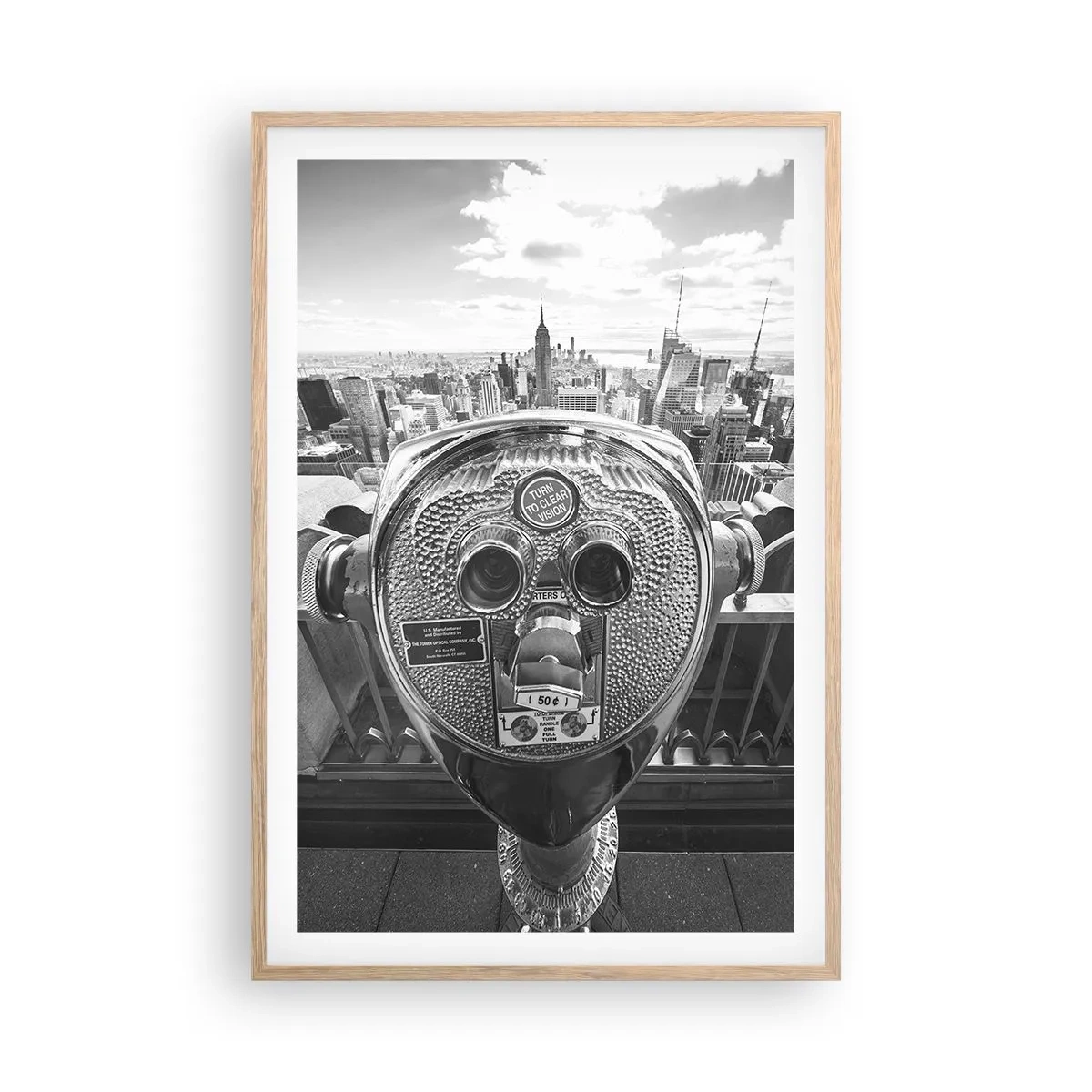 Poster in einem Rahmen aus heller Eiche - Stadt über den Städten - 61x91 cm