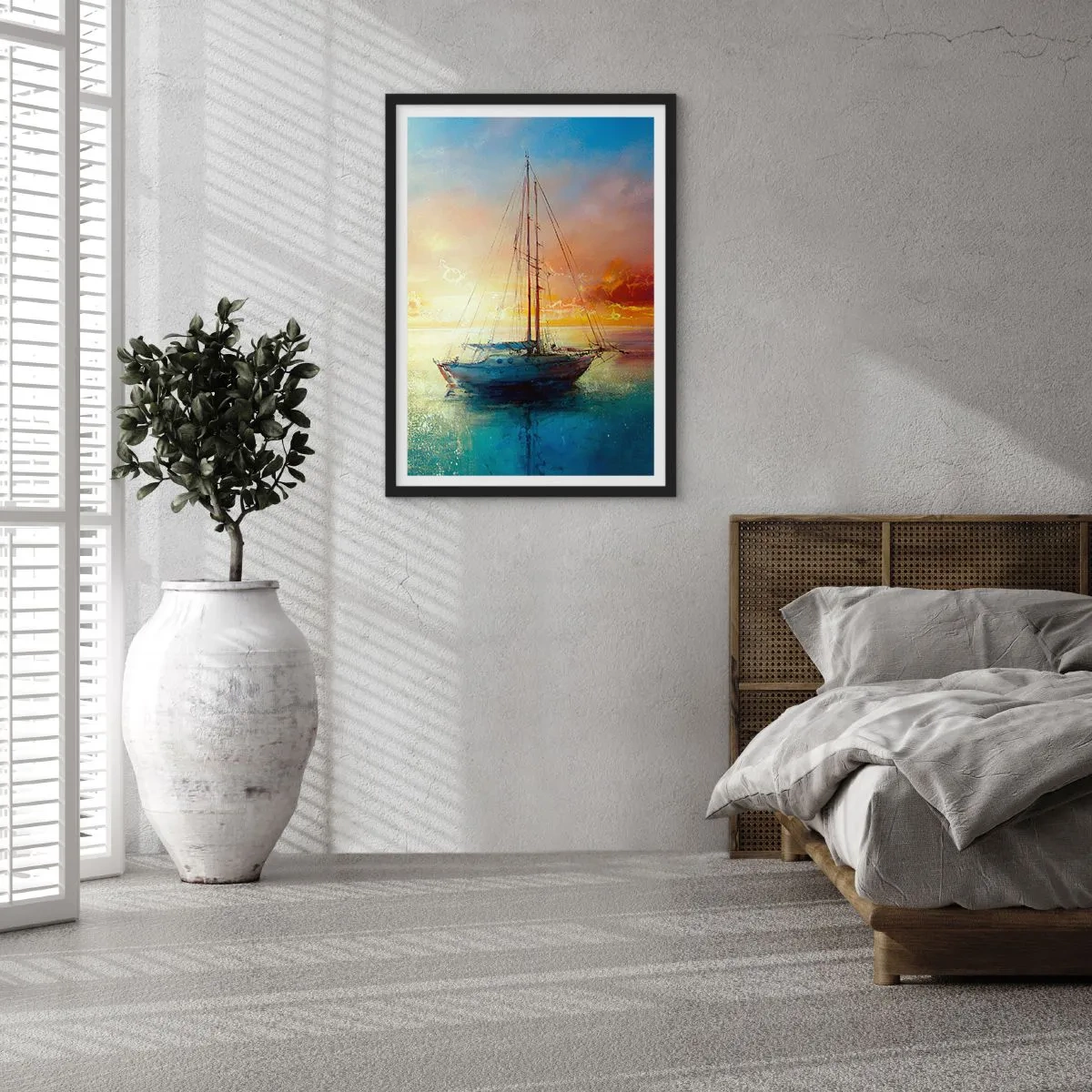 Poster in einem schwarzem Rahmen - In einer goldenen Bucht - 30x40 cm