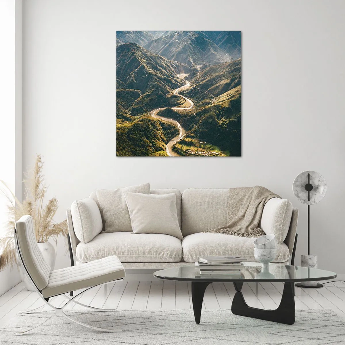 Glasbild - Bild auf glas - Direkt aus dem Herzen der Berge - 70x70 cm