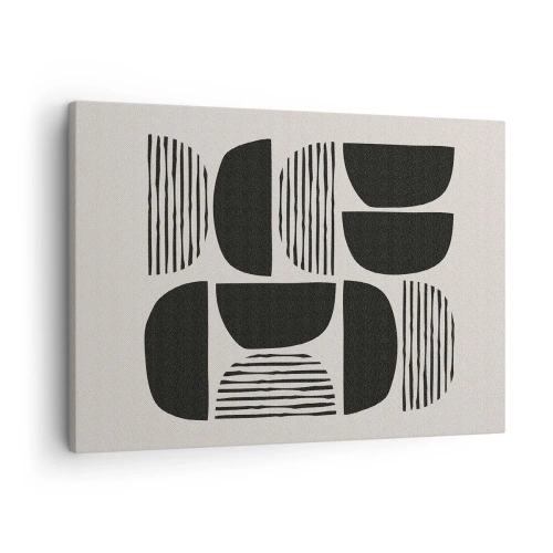 Bild auf Leinwand - Leinwandbild - Geometrie mit Halbkreisen und Linien in Schwarz auf hellem Hintergrund - 70x50cm - Halbherzige Deals - Moderne Wanddekoration für Wohnzimmer und Schlafzimmer ARTTOR