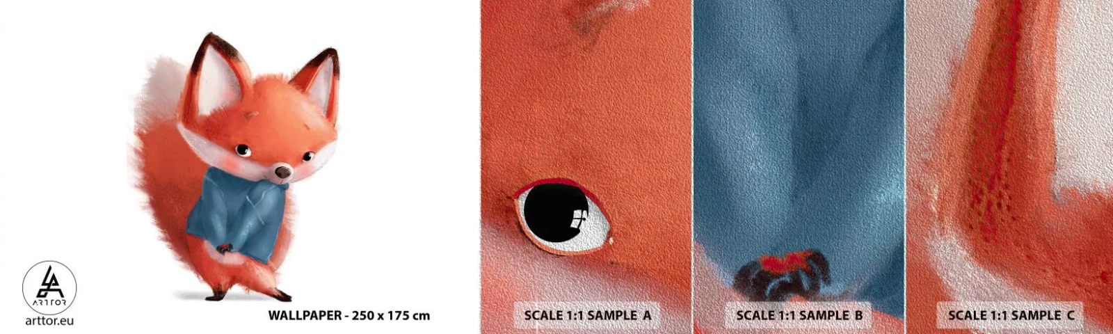 Fototapeten Muster Premium Sand - Steht mir das gut? - Für Kinder, Fuchs, Märchen - 100x30 cm