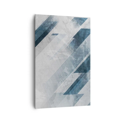 Bild auf Leinwand - Leinwandbild - Abstrakte Linien in Grau- und Blautönen - 80x120cm - Räumliche Komposition - graue Bewegung - Moderne Wanddekoration für Wohnzimmer und Schlafzimmer ARTTOR