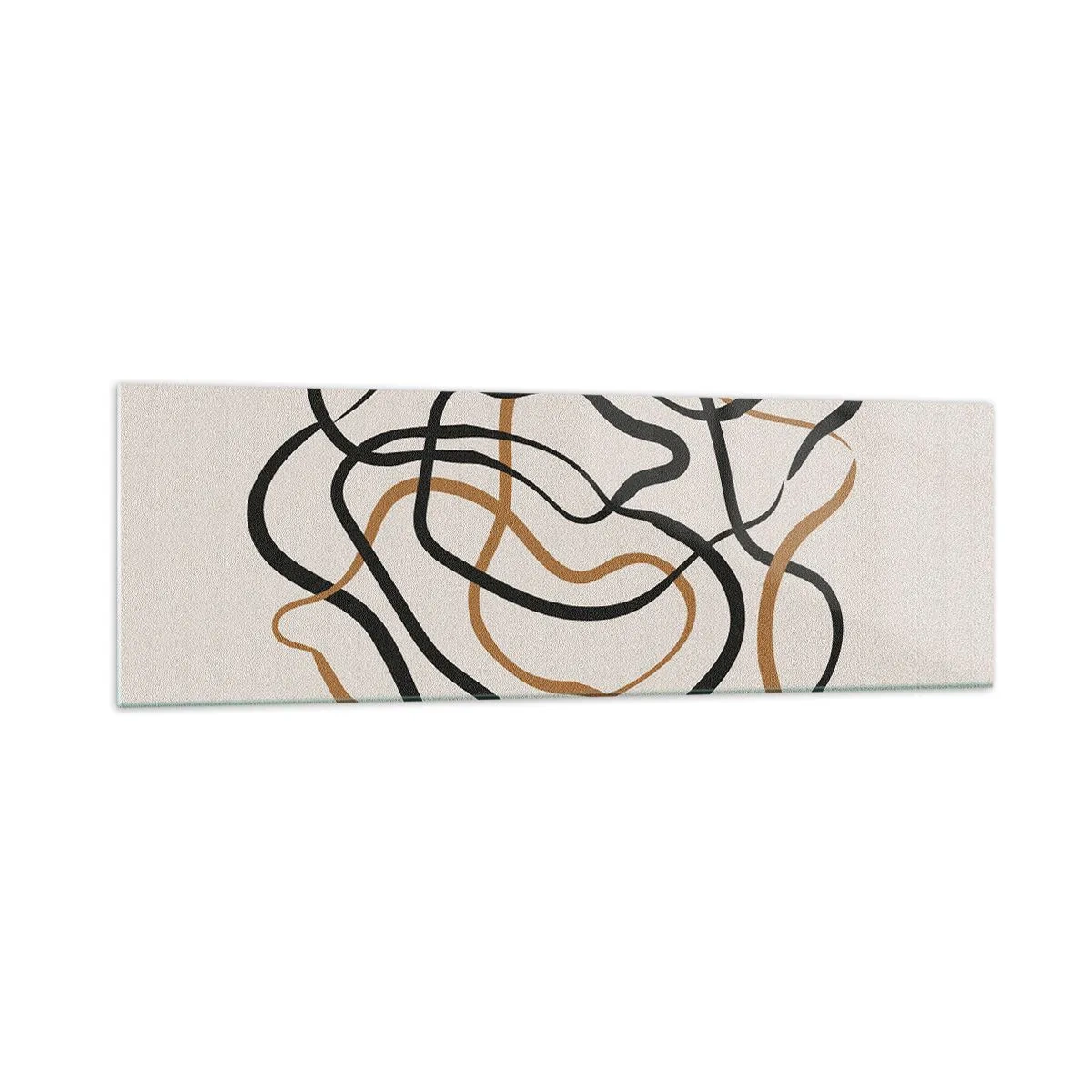 Glasbild - Bild auf glas - Verworrene Linien in Schwarz und Gold auf hellem Hintergrund - 160x50cm - Alles ging schief - Moderne Wanddekoration für Wohnzimmer und Schlafzimmer ARTTOR