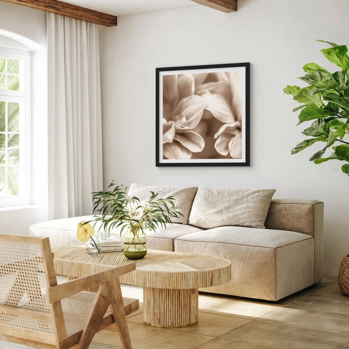 Poster in einem schwarzem Rahmen - So sanft wie ein Lächeln - 60x60 cm