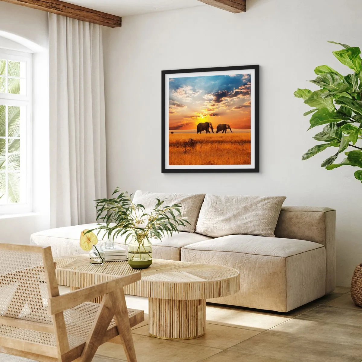 Poster in einem schwarzem Rahmen - Familienspaziergang - 40x40 cm