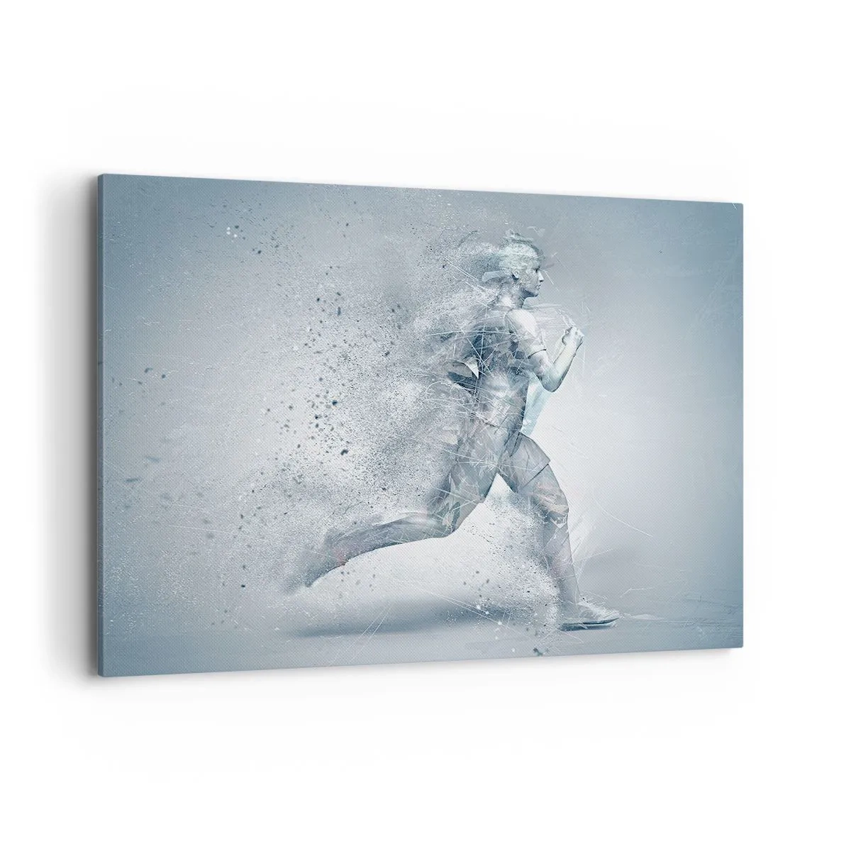 Bild auf Leinwand - Leinwandbild - Eine dynamische Figur, die in einem abstrakten Stil läuft - 120x80cm - Kristallklare Energie - Moderne Wanddekoration für Wohnzimmer und Schlafzimmer ARTTOR