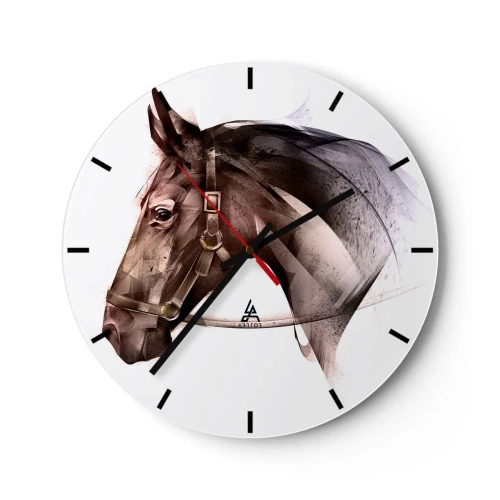 Wanduhr - Glasuhr - Ein künstlerisch gestaltetes Porträt eines Pferdes vor hellem Hintergrund - 30x30cm - Was für eine Gnade - Moderne Wanddekoration für Wohnzimmer, Küche und Schlafzimmer ARTTOR