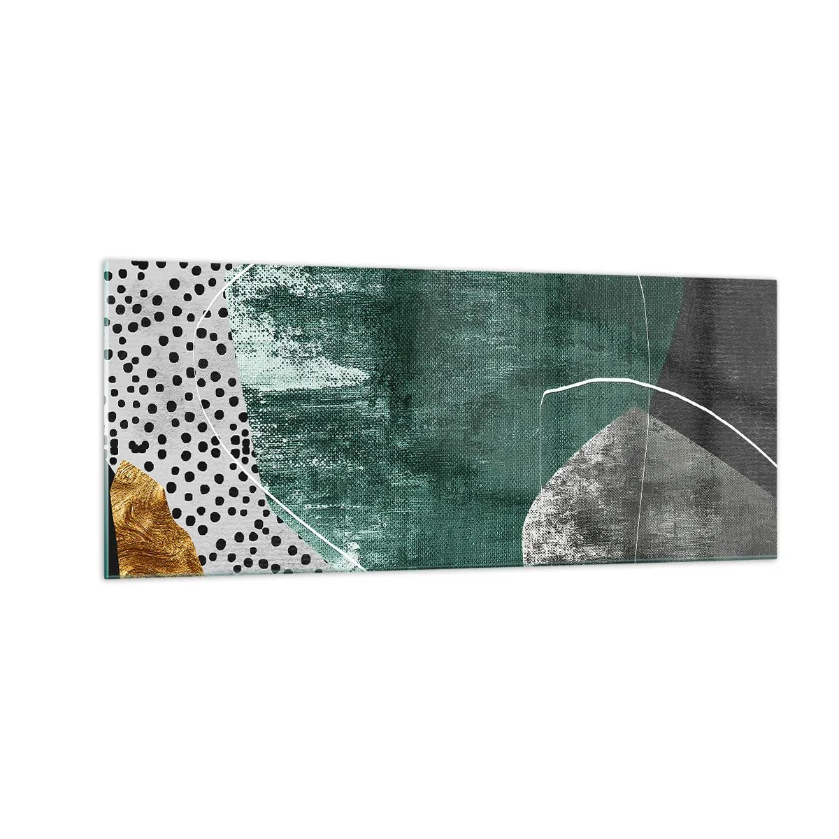 Glasbild - Bild auf glas - Bunte Abstraktion mit Blattgold - 100x40 cm